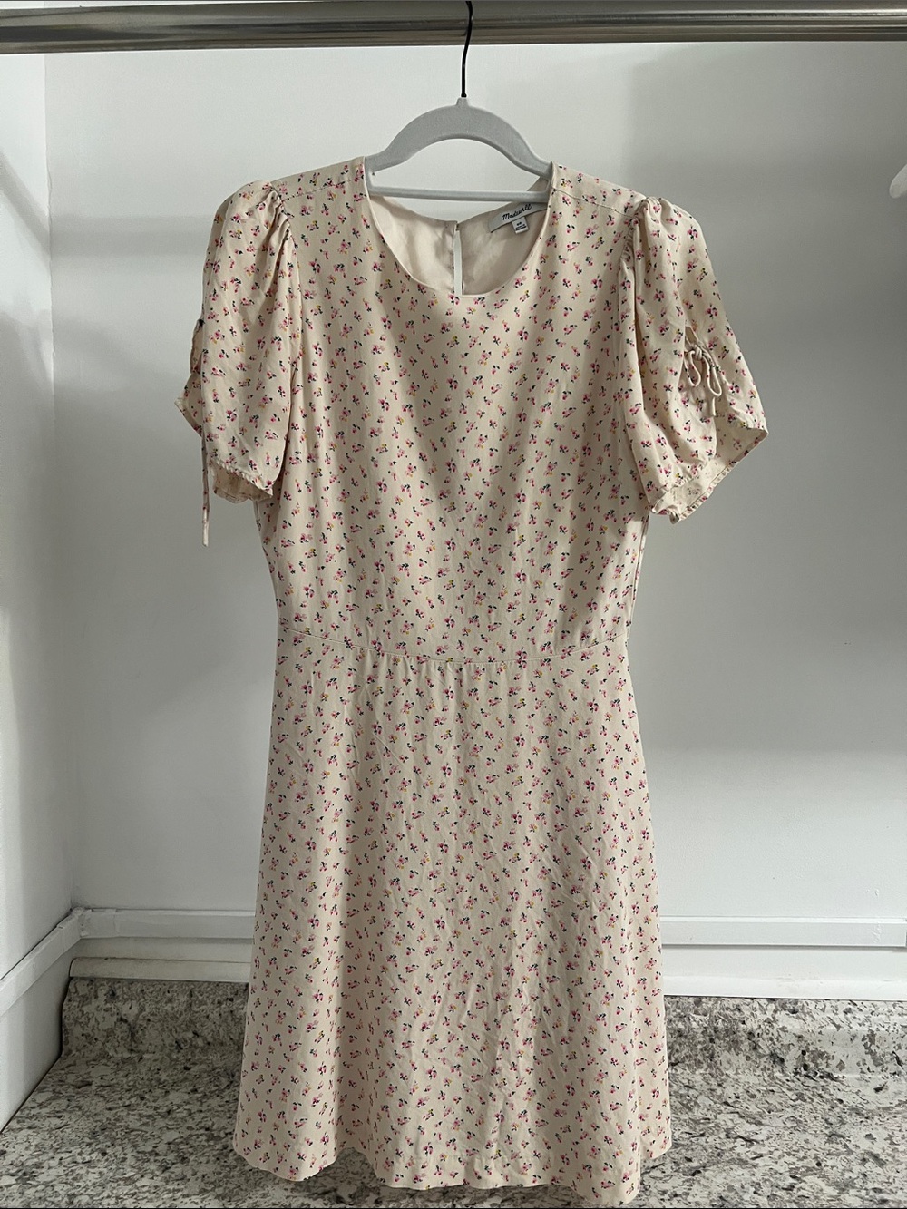 Madewell Cream Dress with Pink Floral Print